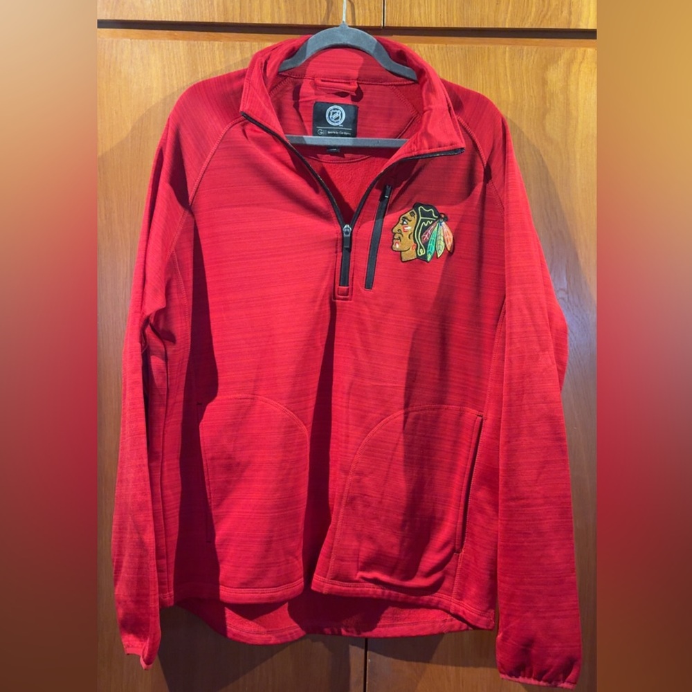 Chicago Blackhawks Red Quarter-Zip Pullover with Embroidered Logo